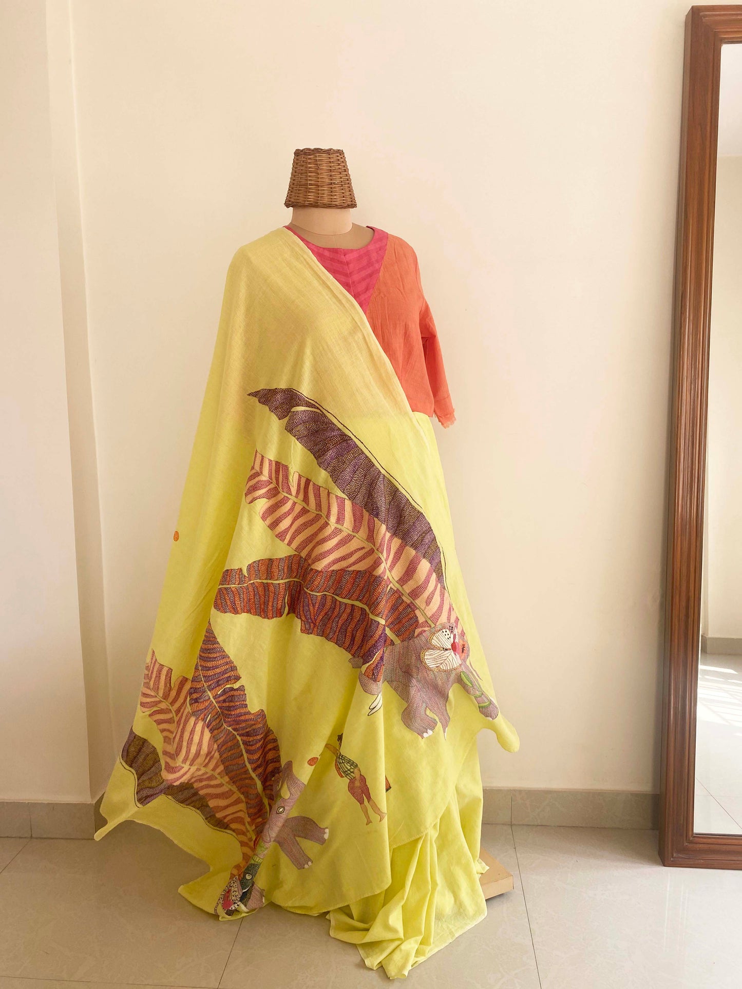Haathi Saree - Lemon Yellow