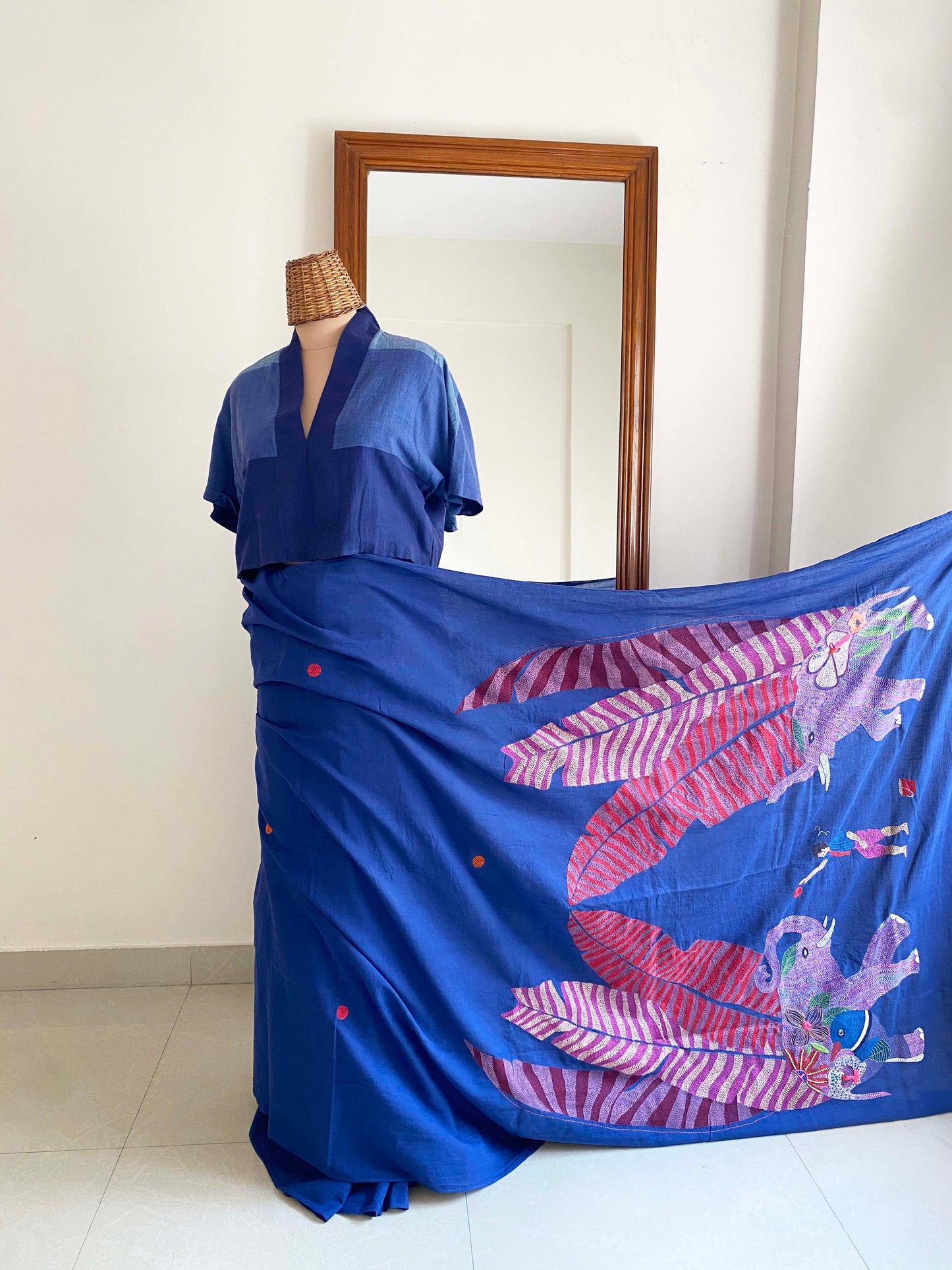 Haathi Saree - Navy Blue