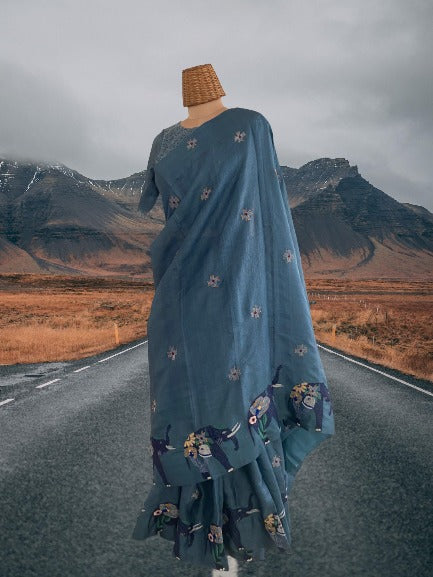 Haathi SAREE BLUE