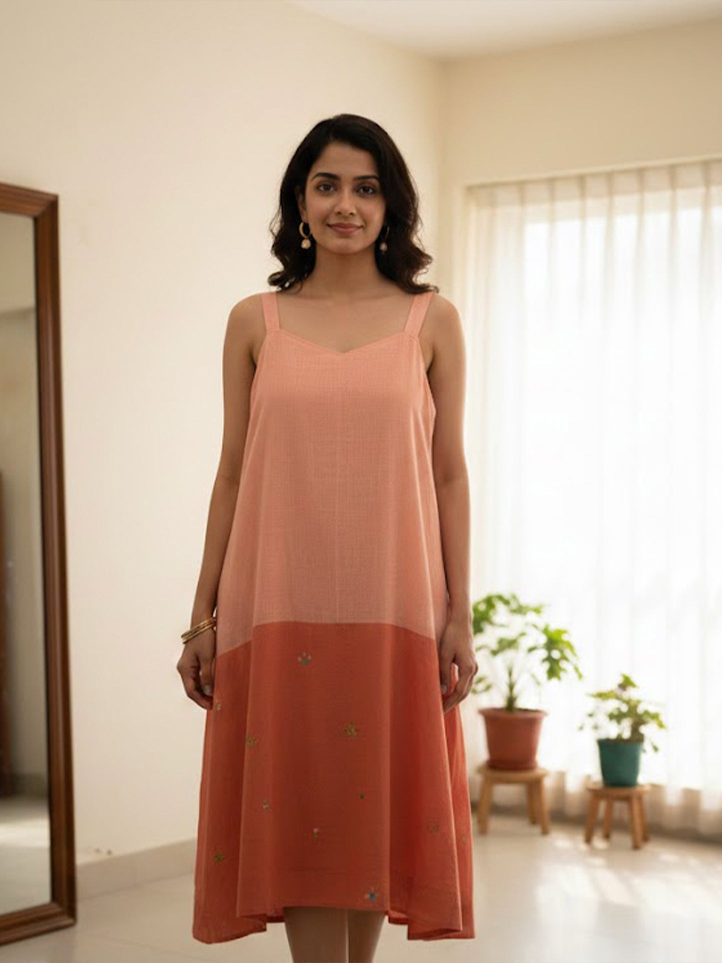 CORAL LONG SLIP DRESS