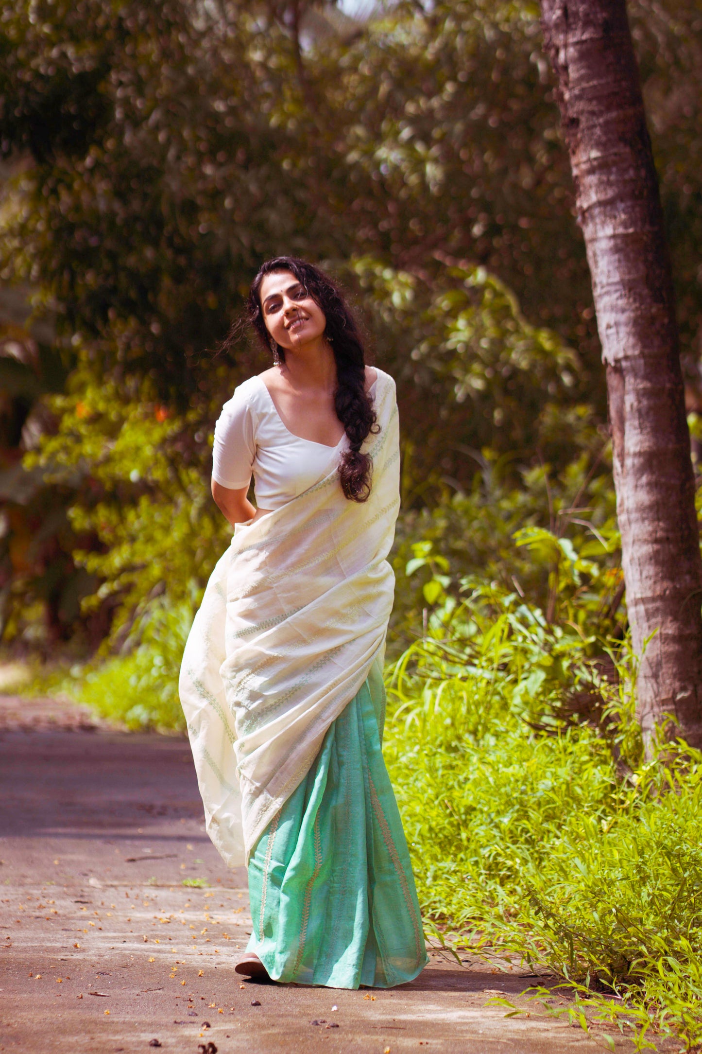 Panna Chikankari Saree