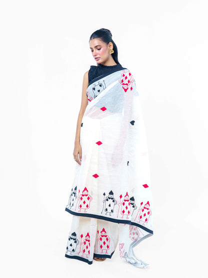 Taash Applique Saree