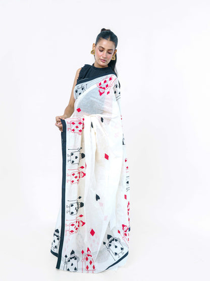 Taash Applique Saree