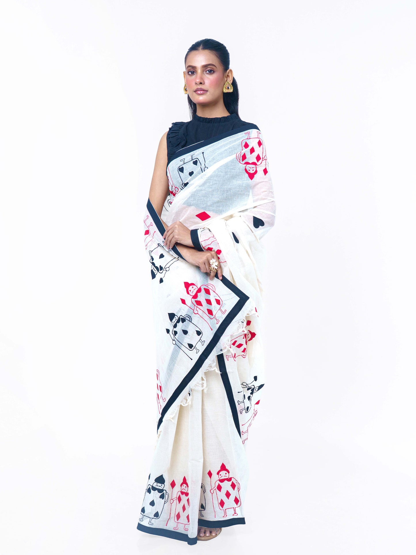 Taash Applique Saree