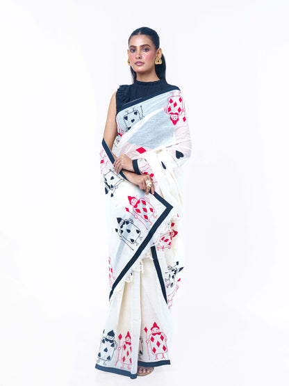 Taash Applique Saree
