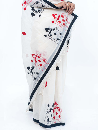 Taash Applique Saree