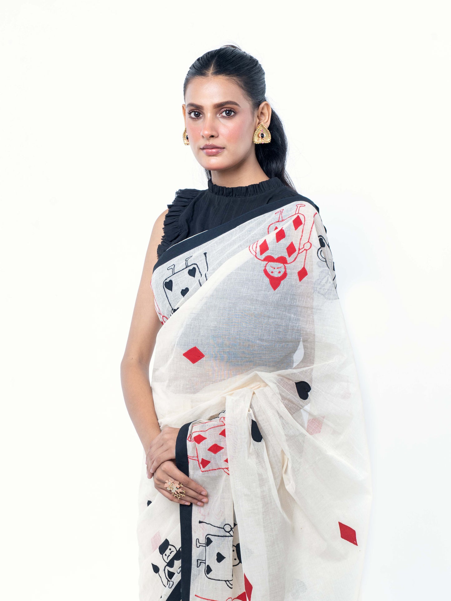 Taash Applique Saree