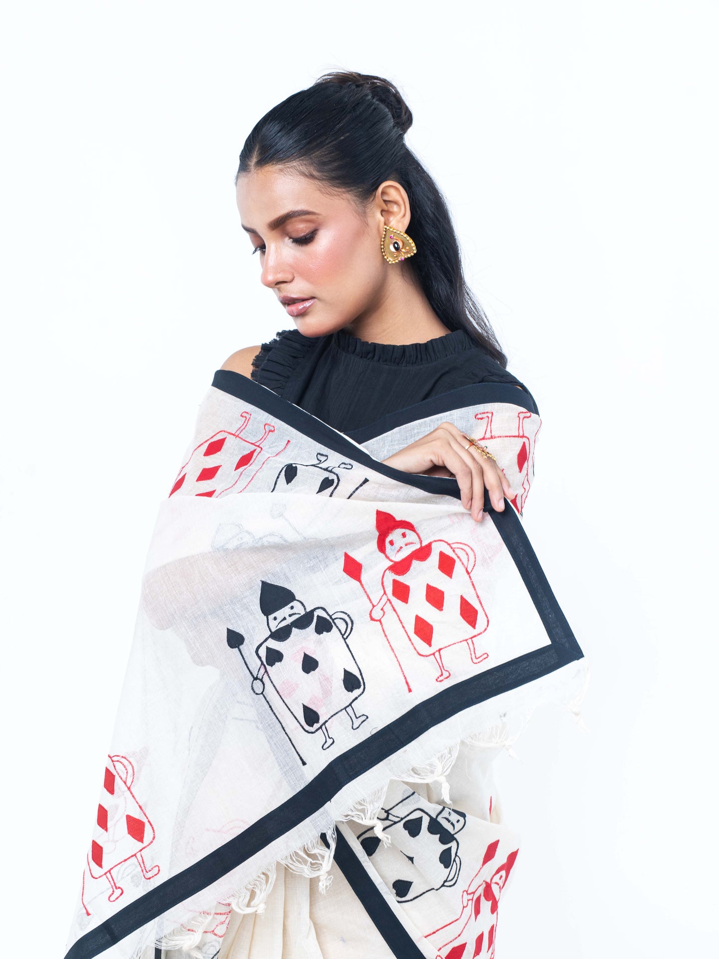 Taash Applique Saree