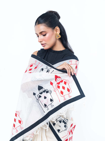 Taash Applique Saree