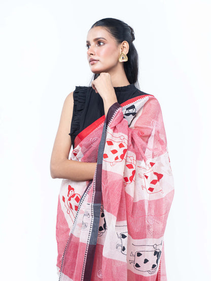Laal Shada Taant Saree