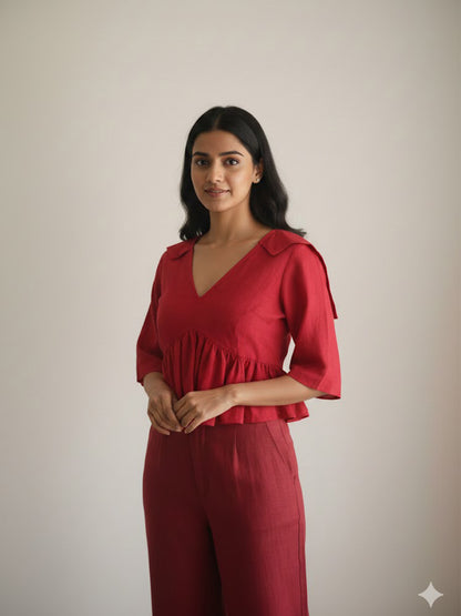 Red Peplum Blouse