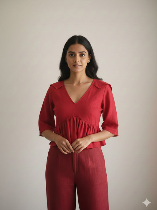 Red Peplum Blouse