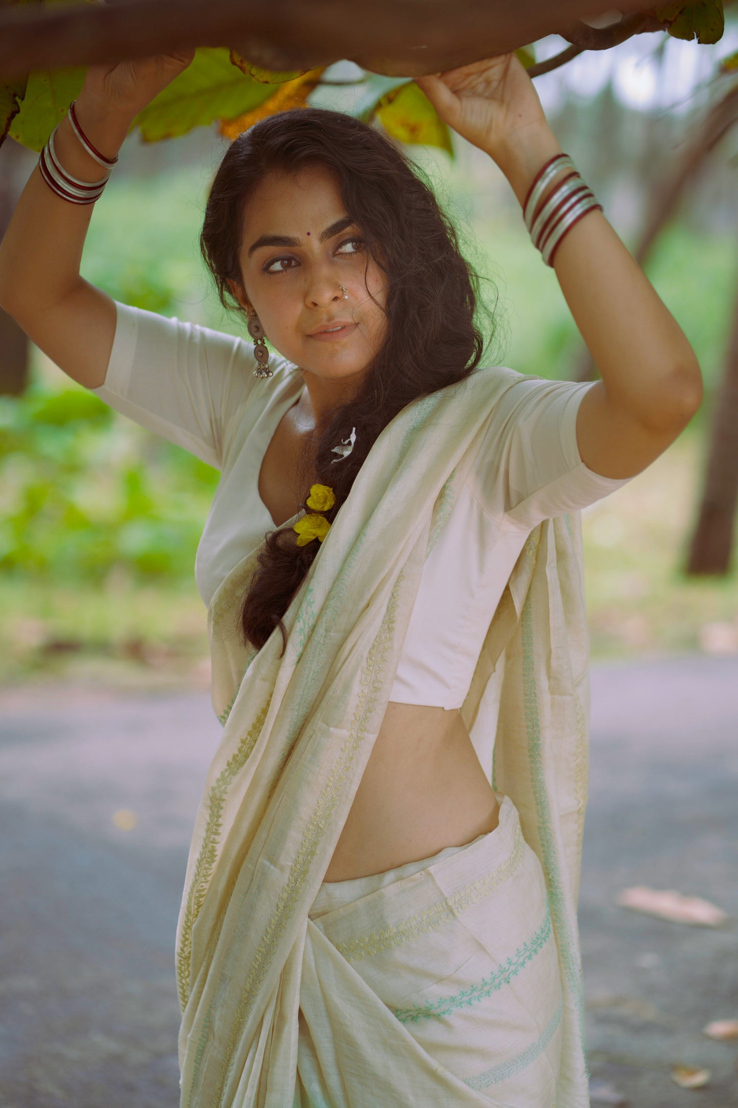 Panna Chikankari Saree