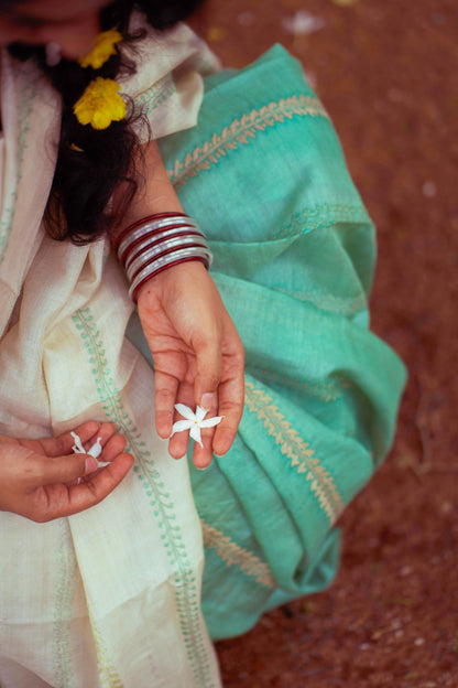 Panna Chikankari Saree