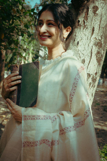 Folk saree - DEEP MAROON & KORA