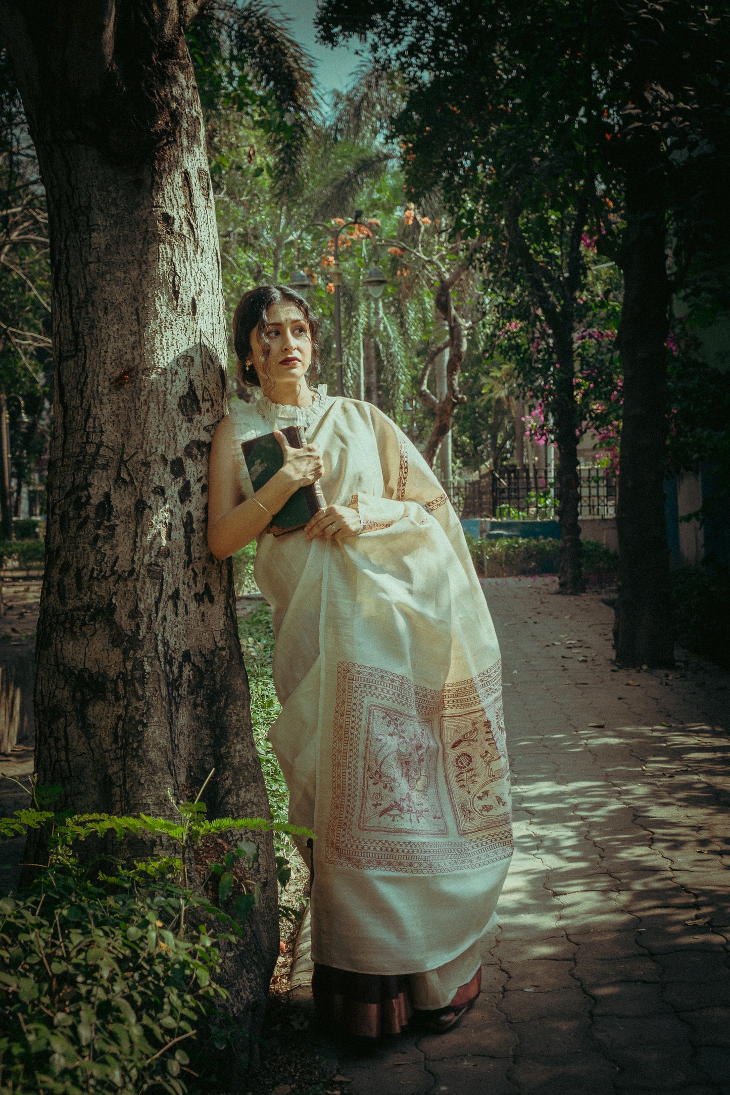 Folk saree - DEEP MAROON & KORA
