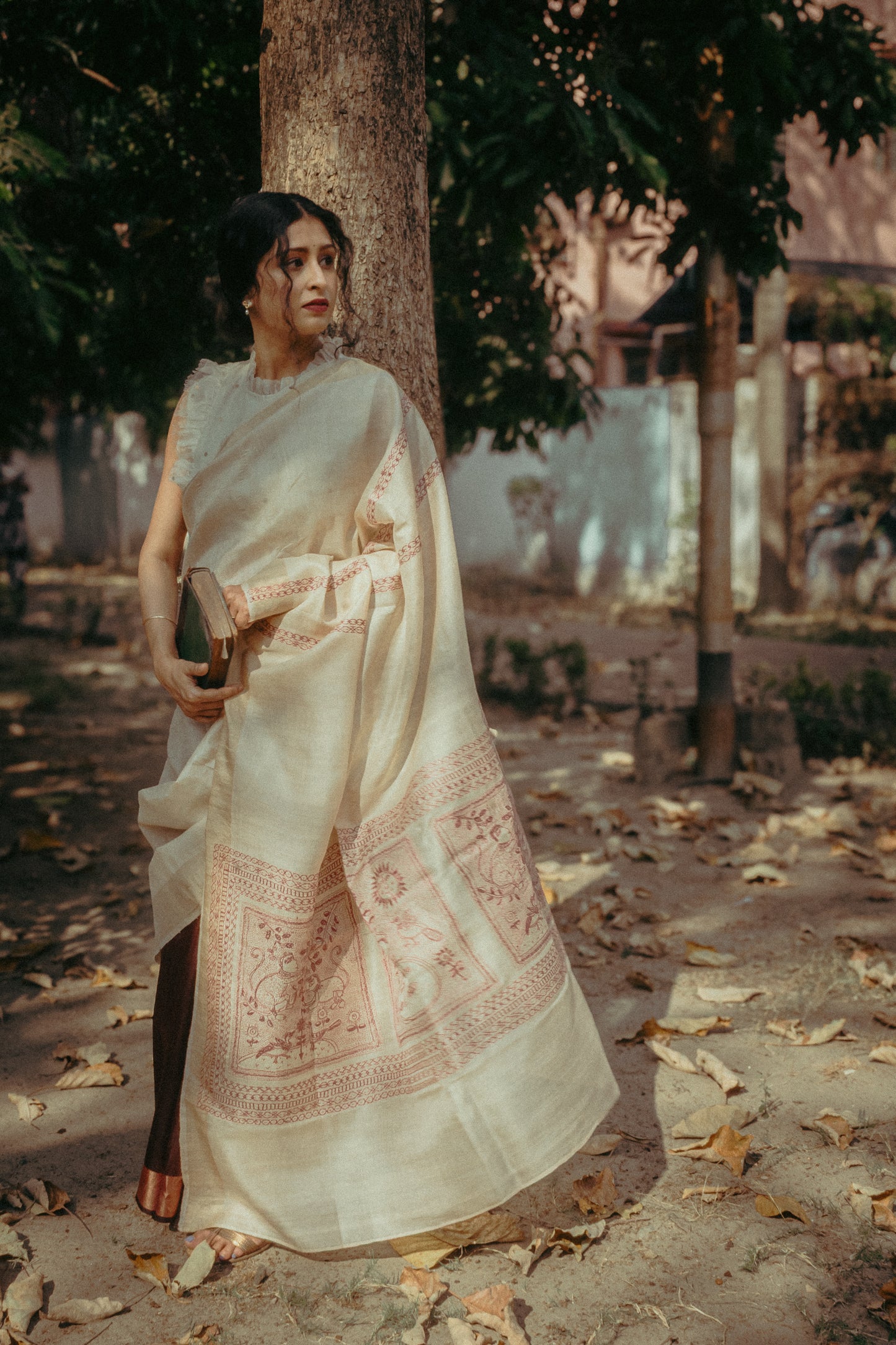 Folk saree - DEEP MAROON & KORA