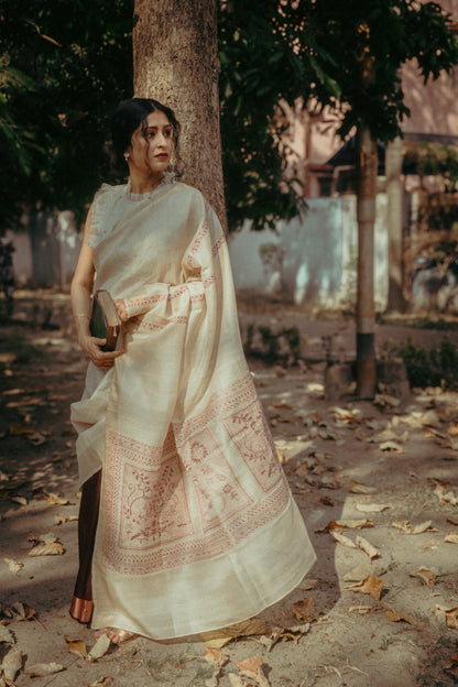 Folk saree - DEEP MAROON & KORA