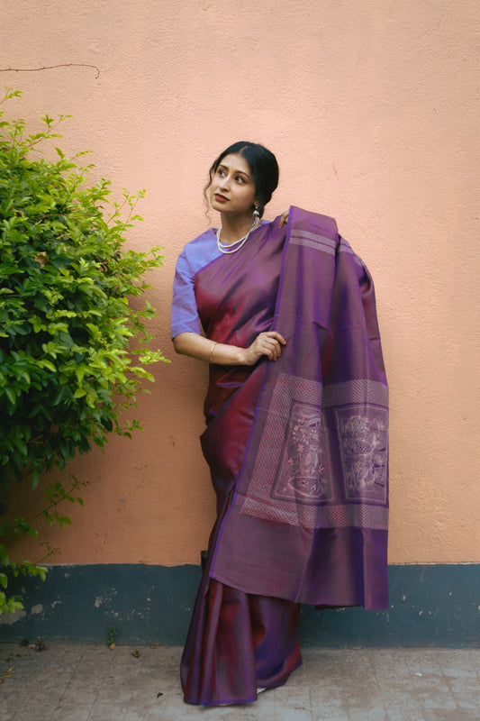 Folk saree - BERRY