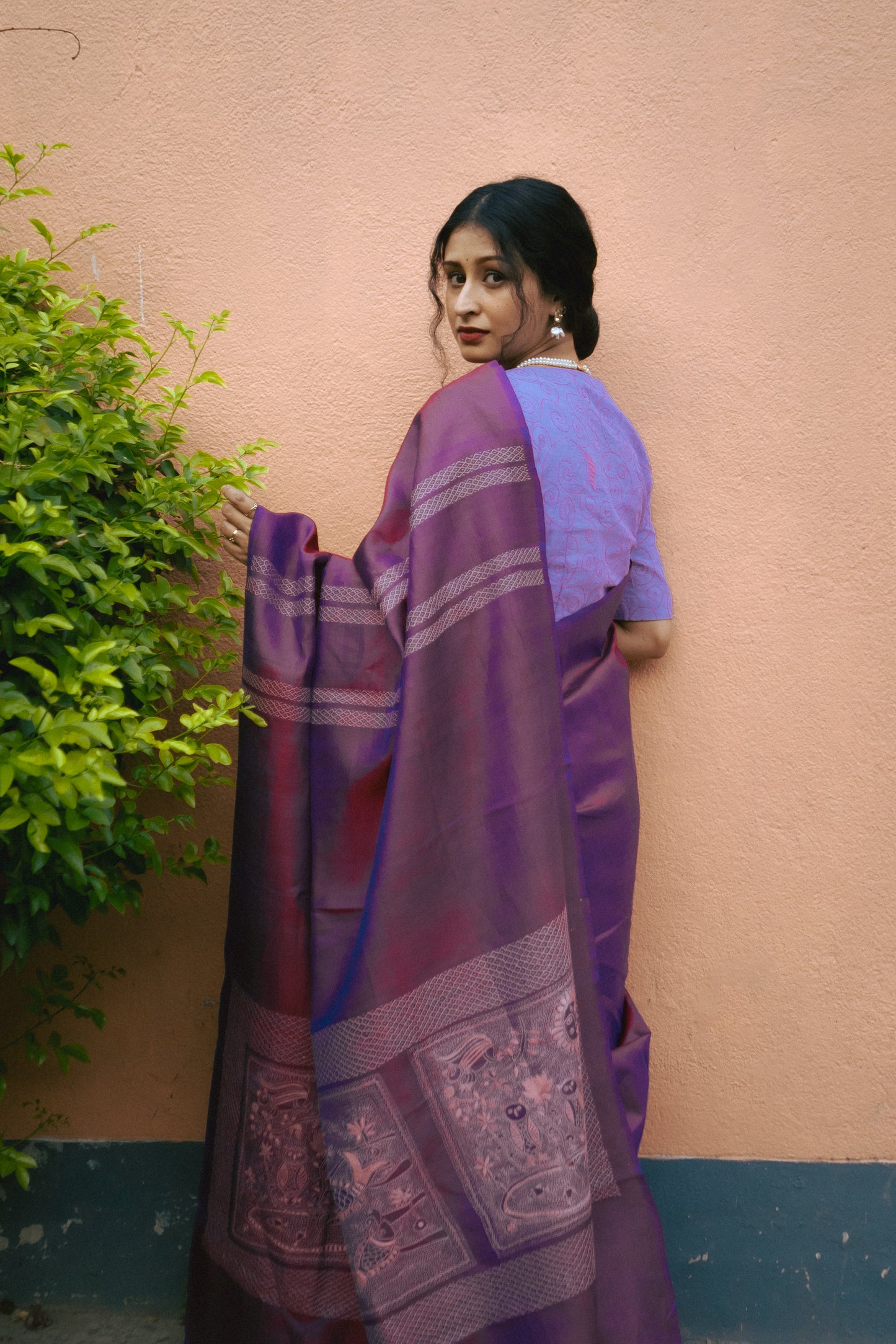 Folk saree - BERRY