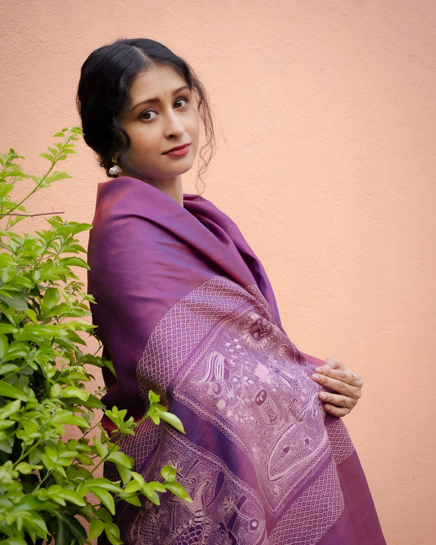 Folk saree - BERRY