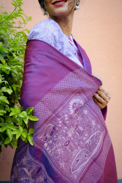 Folk saree - BERRY