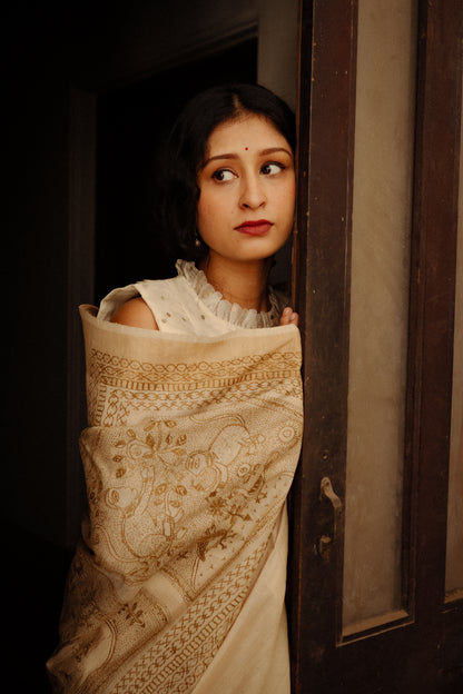 Folk saree - MUSTARD & KORA