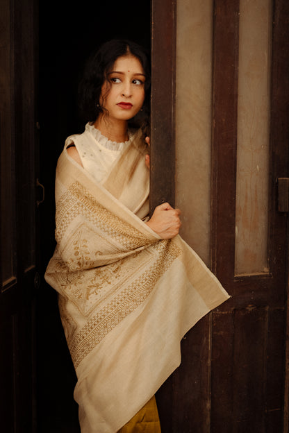 Folk saree - MUSTARD & KORA