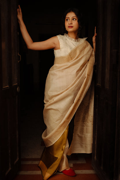 Folk saree - MUSTARD & KORA