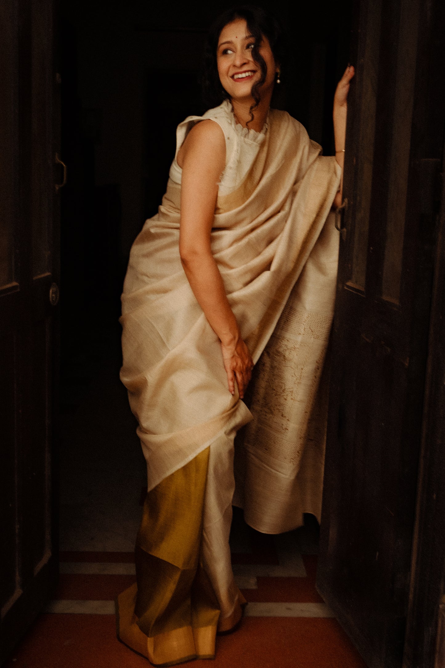 Folk saree - MUSTARD & KORA