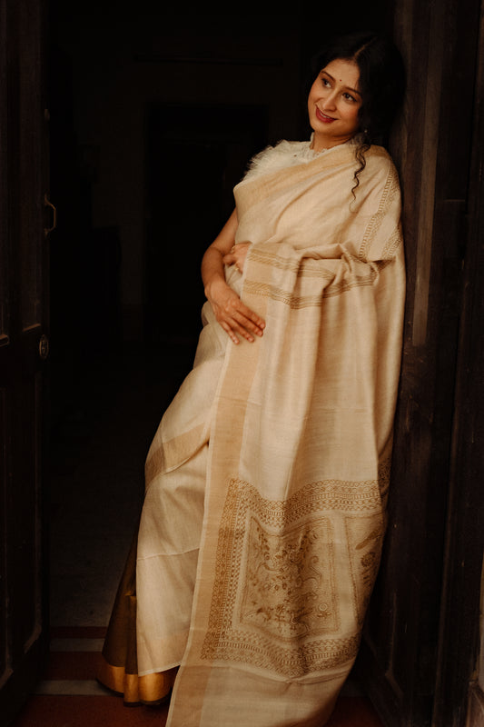 Folk saree - MUSTARD & KORA