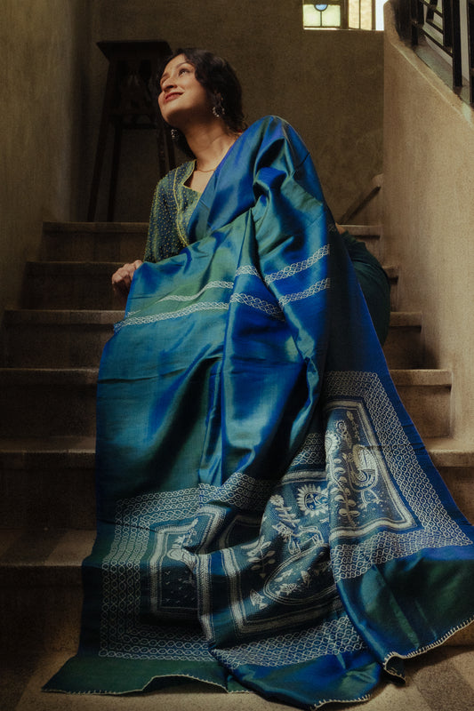 Folk Saree Azure
