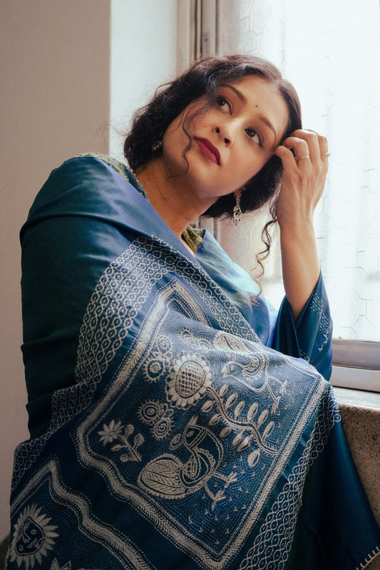 Folk Saree Azure