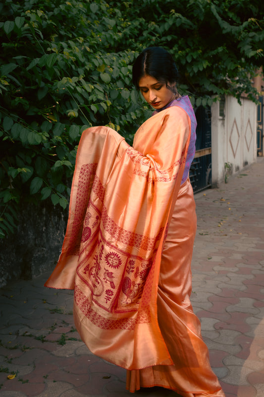 Folk Saree Peach