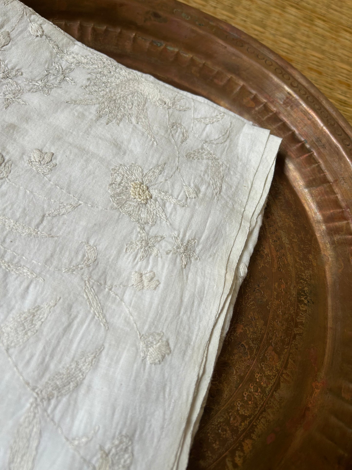 Kora Chikankari kantha scarf