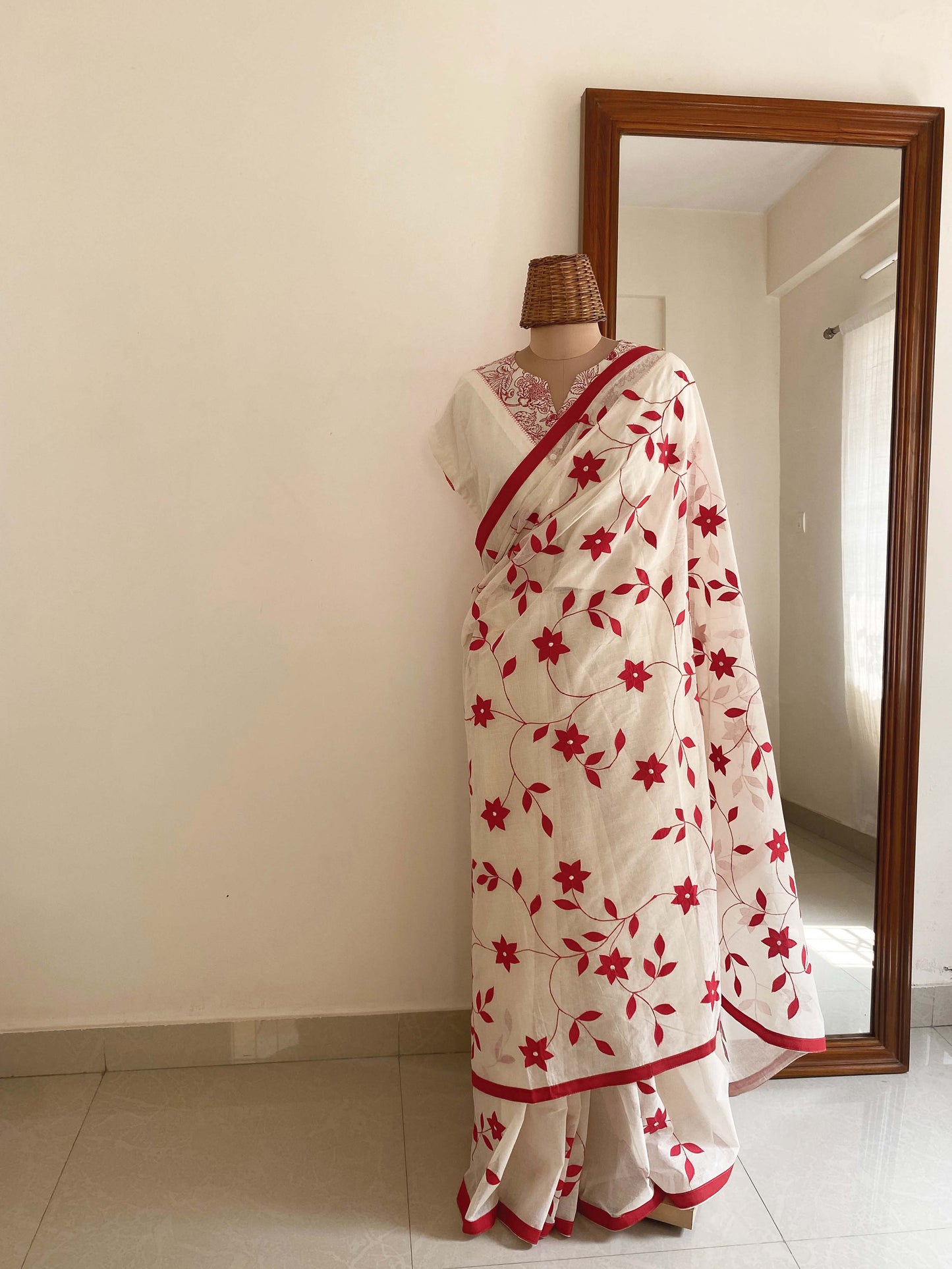 Jaal Phool Applique saree