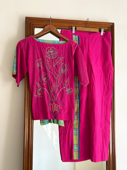 Pink Floral KHADI SET
