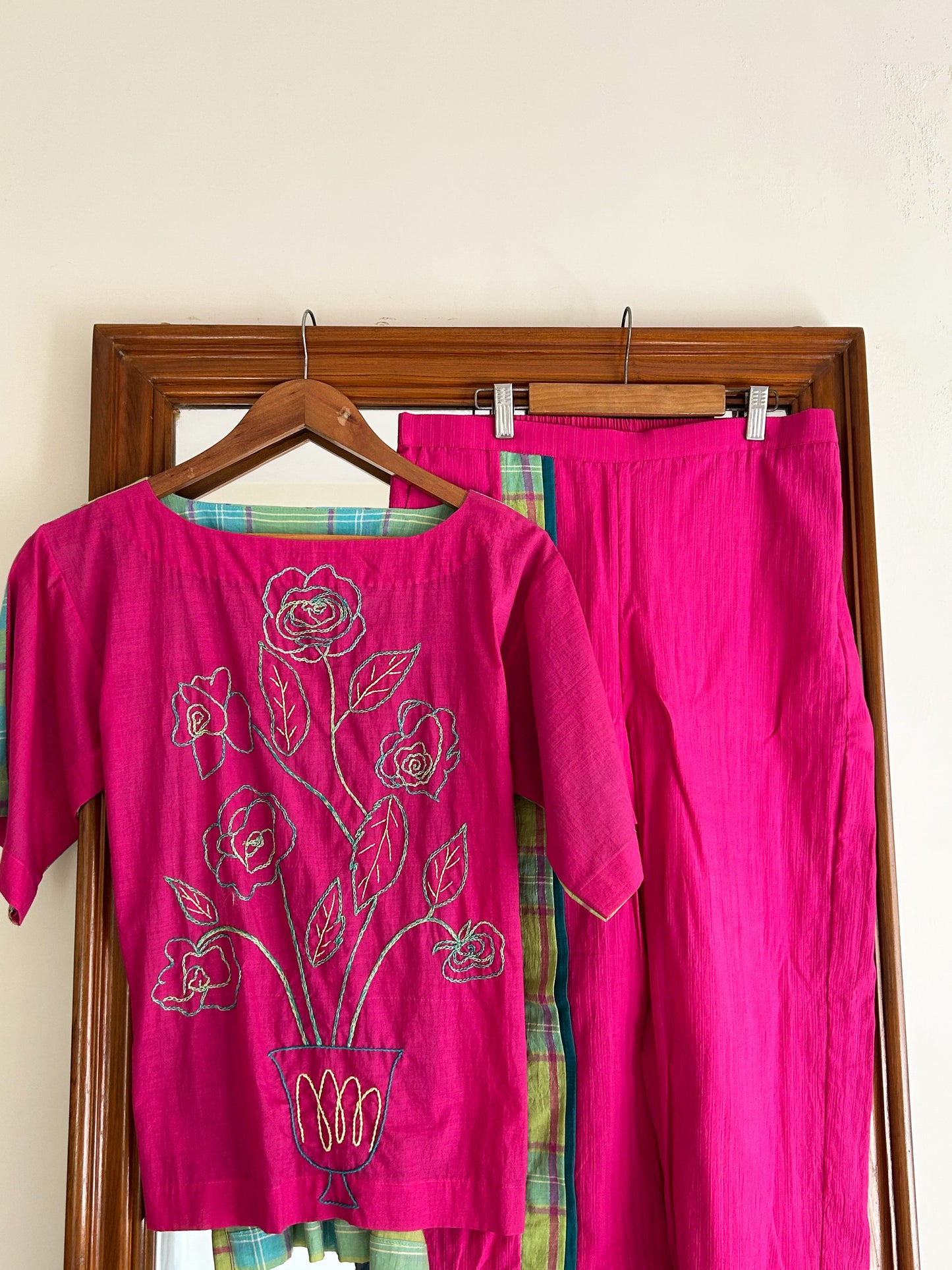 Pink Floral KHADI SET