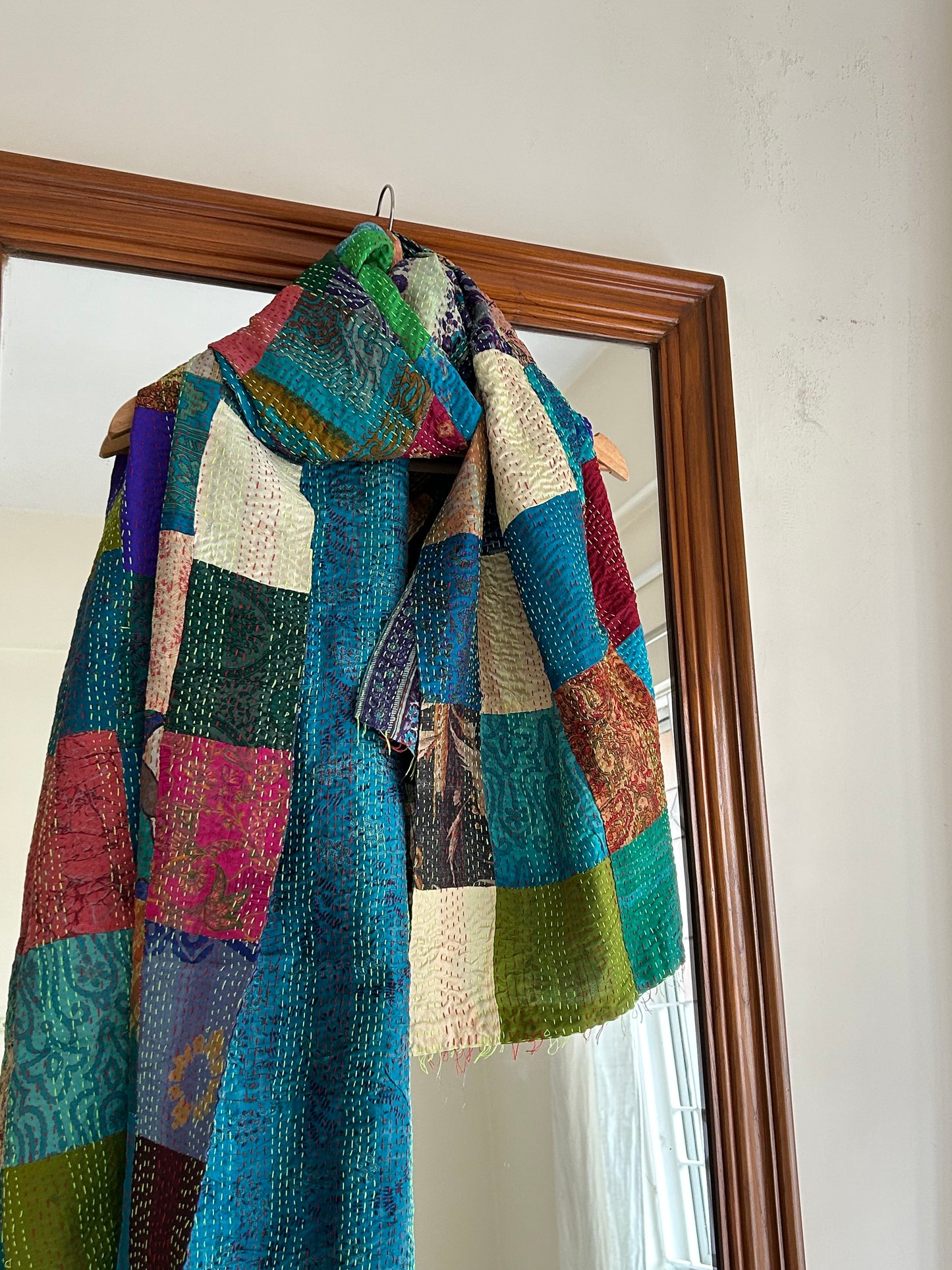 Kantha Patchwork scarf- Blue