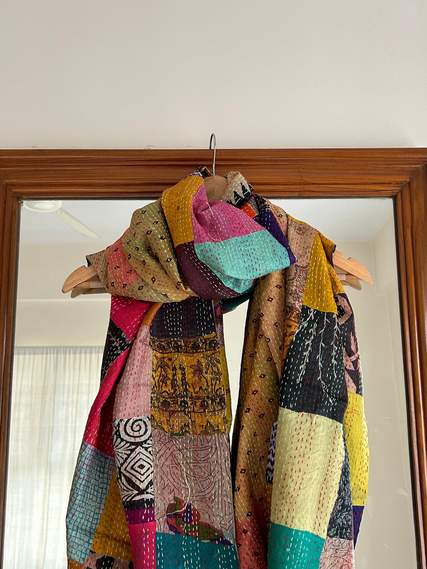 Kantha Patchwork scarf- Yellow