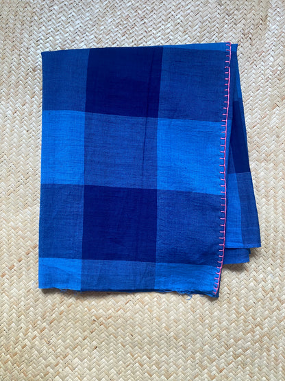 Blue check scarf