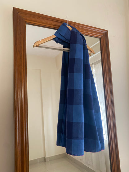 Blue check scarf