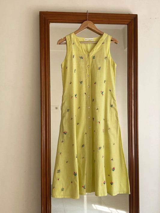 Lola Floral Kurta- Lime yellow