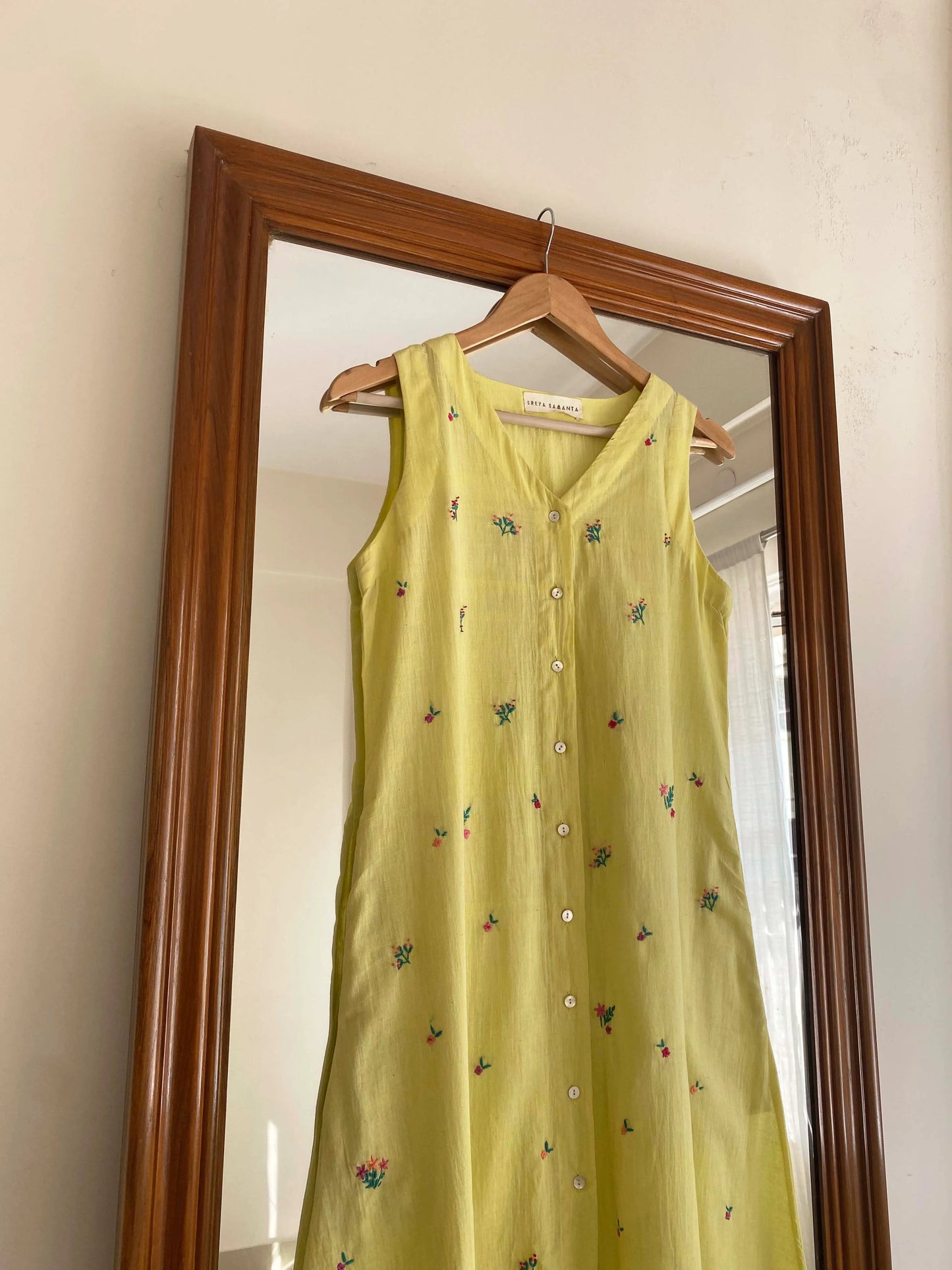 Lola Floral Kurta- Lime yellow