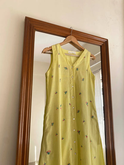 Lola Floral Kurta- Lime yellow