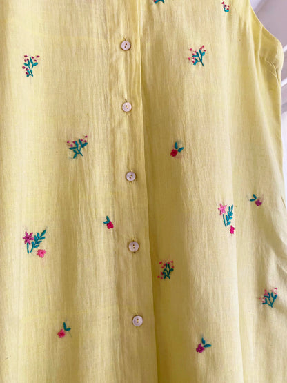 Lola Floral Kurta- Lime yellow
