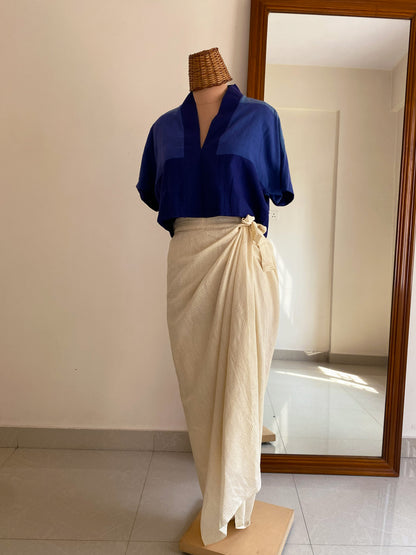Silk check wrap skirt