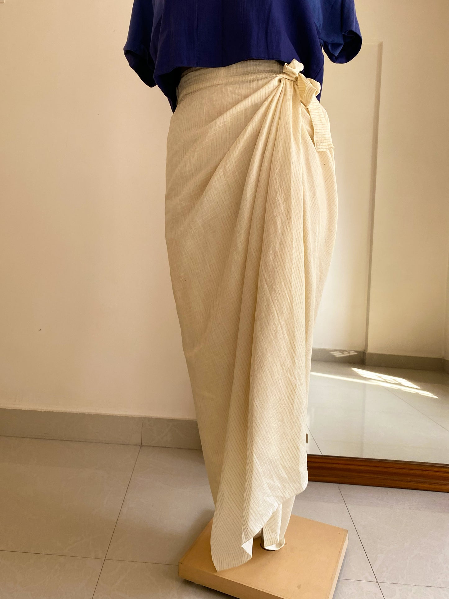 Silk check wrap skirt
