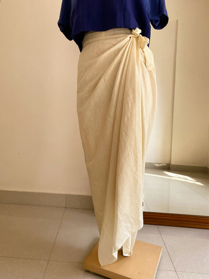 Silk check wrap skirt