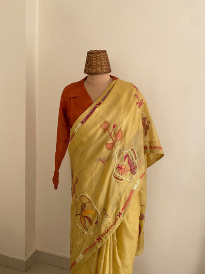 Vaso di fiori Kantha saree